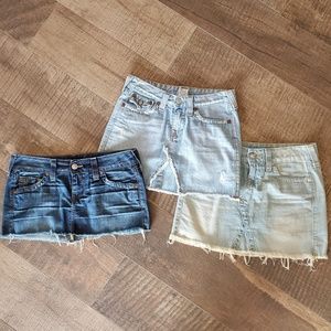 True Religion lot of 3 denim mini shirts sz. 27